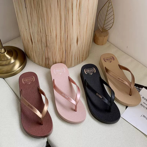 2022 New Outdoor Beach Flip-Flops Women‘s Summer Fashion Non-Slip Wedge Korean Foreign Trade Wholesale Delivery M