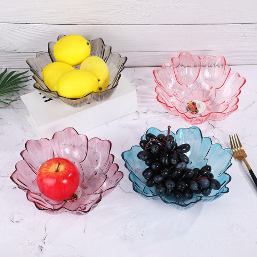 creative lotus-shaped transparent fruit plate household plastic fruit plate snack dish simple light luxury large capacity dried fruit plate