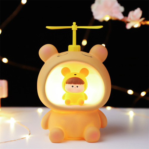 022 Creative Cartoon Little Coffee Bear Flying Star Light Money Pot Light Can Not Take Money Box to Send Children Birthday Gift 