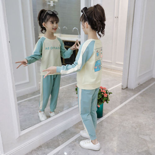 Girls‘ Internet Celebrity Spring and Autumn Sports Suit Fashionable Children‘s Medium and Large Children‘s Fashionable Spring Clothing Girls‘ Fashionable Children‘s Clothing
