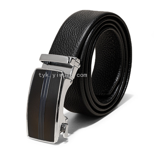 leather belt men‘s high-end fashion trend genuine business casual style automatic buckle men‘s first layer cow leather belt
