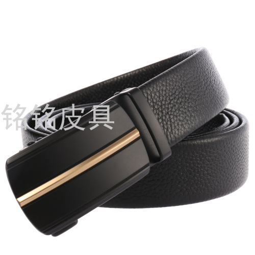 high-end order men‘s first layer cowhide soft belt factory direct men‘s leather belt automatic buckle business belt