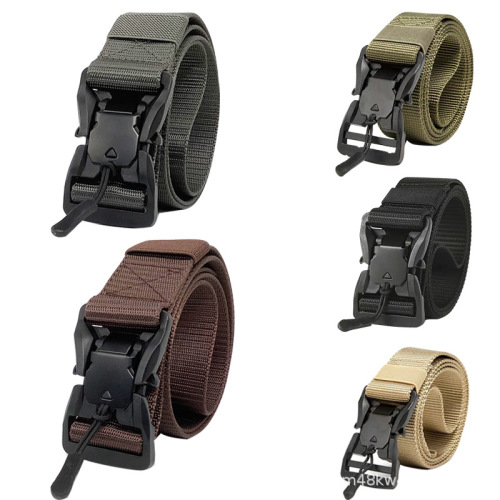 New Plastic Magnetic Adsorption Release Buckle Pant Belt Outdoor Leisure All-Match Nylon Woven Anti-Allergy Tactical Belt