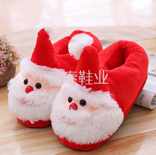 In Stock Christmas Elderly Cotton-Padded Shoes Plush Toys Home Couple Heated Shoes Thick Bottom Non-Slip Cotton Slippers