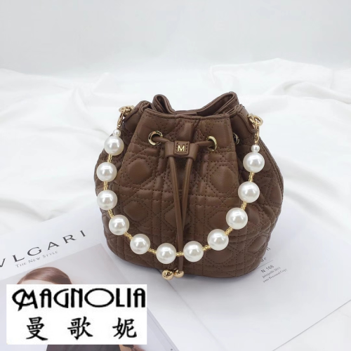 mange‘s new women‘s bag fashionable pearl portable small bucket casual western style mobile phone bag shoulder messenger bag