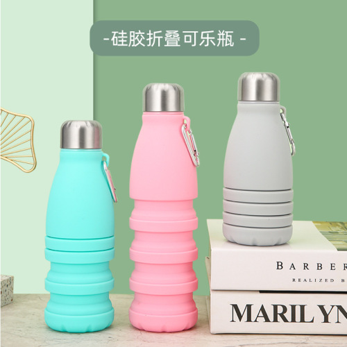 New Food Grade Silicone Cup Coke Bottle Outdoor Portable Sports Bottle Water Bottle Travel Folding Cup