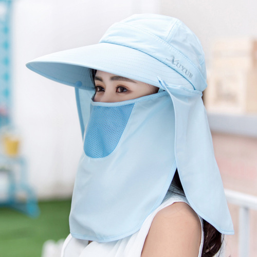 hat female summer korean style sun hat big brim tea picking hat cycling fs sun hat face cover mask anti-zwx