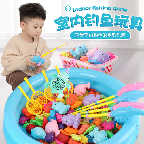 children‘s magnetic fishing water toy set fish fishing baby creative puzzle beach square stall stall