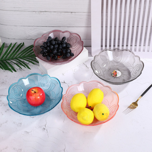 Creative round Transparent Fruit Plate Household Plastic Tray Snack Dish Simple Large Capacity Dried Fruit Tray