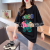European Station Foreign Trade Women's Clothing round Neck Flocking Short Sleeve Loose Embroidered Printed T-shirt Clothing Wholesale