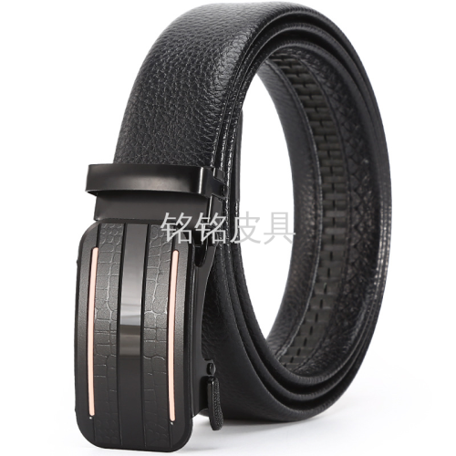 men‘s belt automatic buckle litchi belt business gifts online store clothing accessories gift pants belt factory wholesale