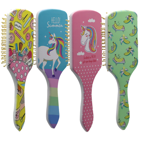 Girl‘s Cartoon Spray Painting High Quality Cute Natural Bamboo Needle Not Exciting Airbag Cushion Comb Massage Comb