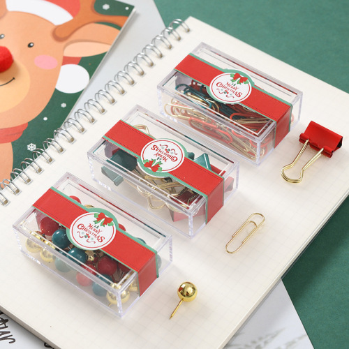 ins style red green gold clip tiet holder pushpin amazon cistmas small square box office binding stationery gift