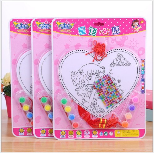 children‘s educational toys star wish coloring transparent painting plastic heart-shaped drawing board chinese knot ornaments handmade watercolor