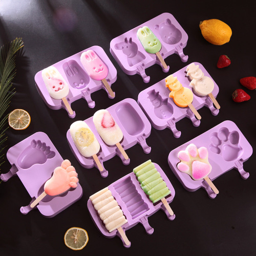 Homemade Silicone Ice Cream Mold Baking Mold Popsicle Mold with Lid with 50 Ice Cream Sticks