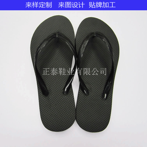 factory customized export pure black pe flip flops logo pattern flip-flops beach flip-flops