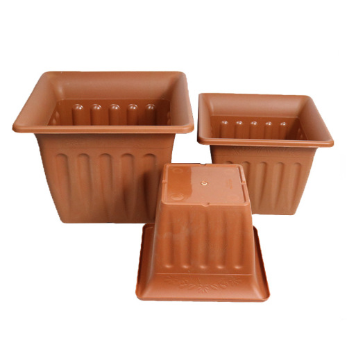 Embossed Simple Plastic Flower Pot Square Kitchen Sink Vegetable Planting Pot Anti-Red Pottery Large Balcony Vegetable Planting Pot