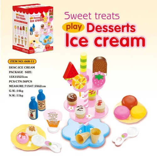 cross-Border Play House Mini Ice Cream Ice Cream Dessert Combination Set Supermarket Sales Table Girls‘ Children‘s Toys 