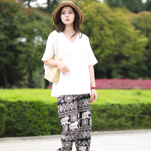 （yiwu shopping union buoyancy model） ethnic style cotton silk anti-mosquito pants casual pants