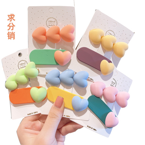 new cute heart-shaped children barrettes simple peach heart duckbill clip korean style barrettes all-match side clip hairpin wholesale