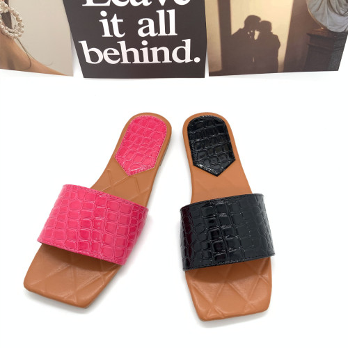 new summer women‘s sandals guangzhou women‘s shoes handcraft shoes stone pattern european and american mature flat slippers women
