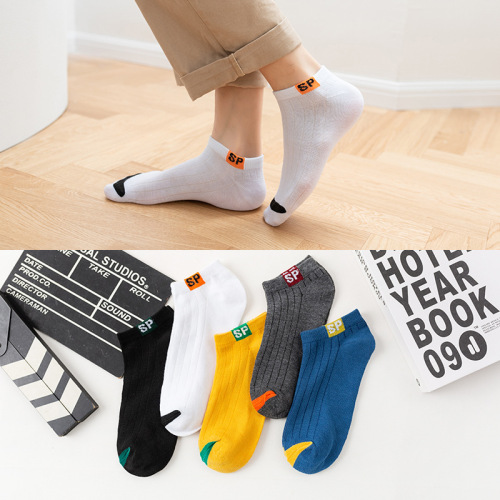 socks wholesale men‘s ankle socks spring and autumn breathable sweat absorbing sports cotton socks men‘s simple casual low-top short socks