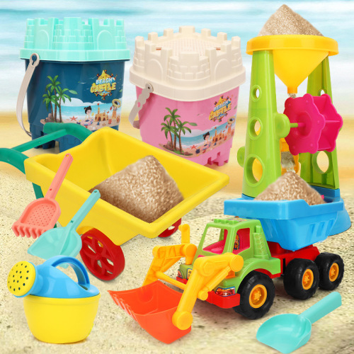 children‘s beach toys baby seaside sand digging tool water playing large hourglass set combination shovel bucket