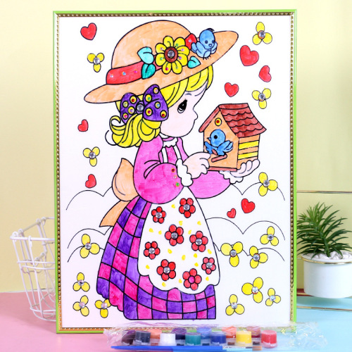 30 * 40cm no digital oil painting board with diamond children‘s diy manual coloring color filling painting graffiti painting watercolor painting