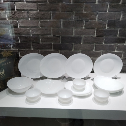 foreign trade spot glass ceramic tableware crystal jade porcelain gift set western tableware ingot bowl cold plate export salad plate