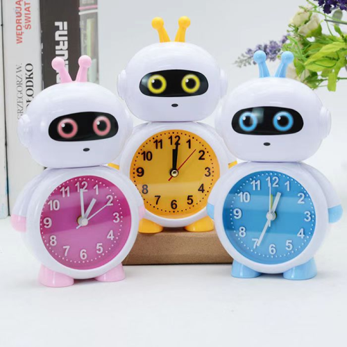 Factory Direct Cartoon Robot Alarm Clock Student Cartoon Alarm Clock Creative Gift Small Clock 