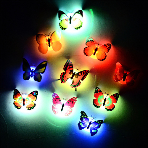 Luminous Colorful Butterfly Can Be Pasted with Color-Changing Flash Butterfly Decorative Optical Fiber butterfly