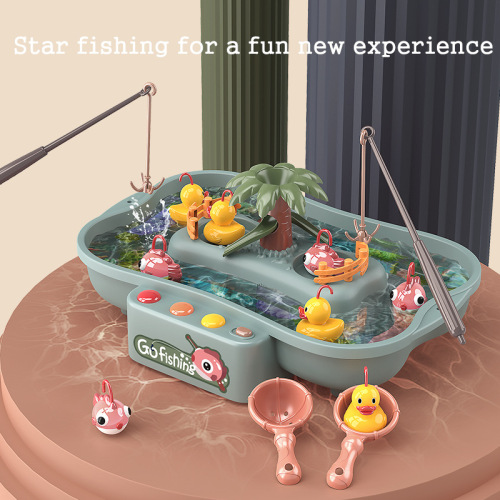 baby fishing toys play water children‘s large electric rotating music light function fishing pool parent-child interaction