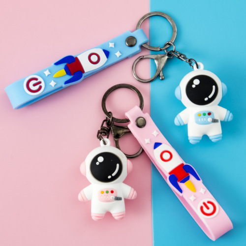 Creative Cute Cartoon Soft Glue Astronaut Keychain Spaceman car Key Chain Couple Bag Pendant Small Gift