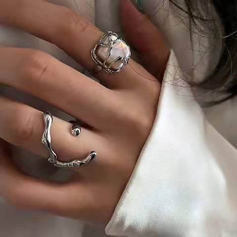moonlight forest ~ super fairy pearl ring female niche design temperament index finger ring personality fashion high sense ring