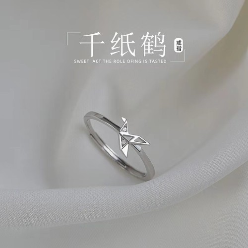 Yiyang Qianxi Paper Crane Ring Female S925 Light Luxury Ins Cold Wind Special-Interest Design Student High Sense Opening