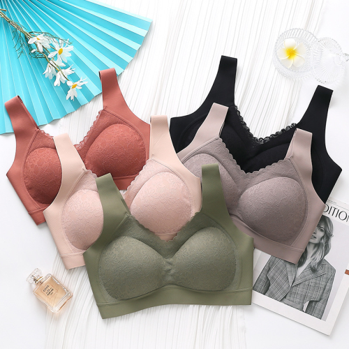 Zhenxiang Lace Seamless Latex Underwear Women‘s Wireless Push up Bras Push up Accessory Breast Push up Bra Tube Top Vest