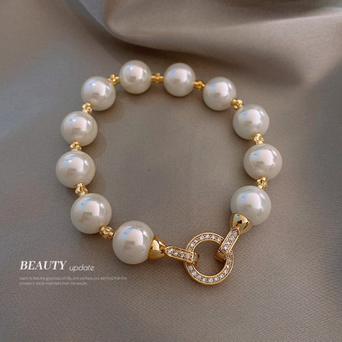real gold electroplated zircon pearl bracelet korean ins fashion high sense bracelet personality temperament entry lux bracelet female