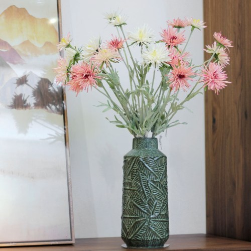 Simple Solid Color Ceramic Vase Domestic Ornaments Retro Nostalgic Modern Living Room Flower Vase Hydroponic Hydroponic Flower Pot