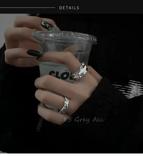 irregular ring punk south korea retro fashionable simple female special-interest design index finger ring 2023 new