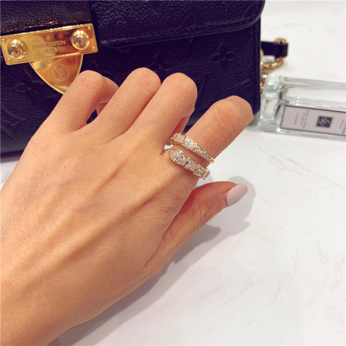 Korean Temperament Micro Inlaid Zircon Snake Ring Female Fashion Ins Open Ring Tide Fashion and Fully-Jewelled Index Finger Ring