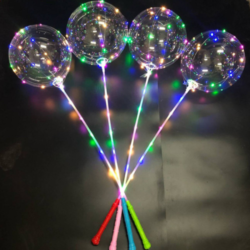 Luminous Bounce Ball 3-Section Handle Set 20-Inch Bounce Ball Luminous Balloon Handheld 3-Gear Switch Luminous Toy