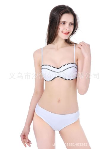 Inventory Processing Foreign Trade New European and American Hand-Crocheted Pure White Swimsuit plus Size Two-Piece Bikini