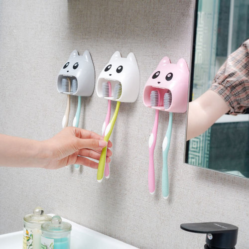toothbrush holder cartoon children‘s punch-free toothbrush holder cute multi-functional wall-mounted toothbrush holder