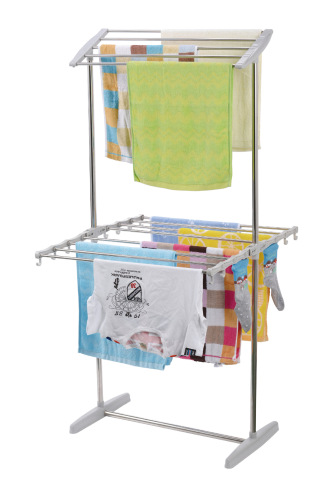 two-layer mobile towel rack floor type indoor household drying rack folding clothes hanger towel rack towel rack