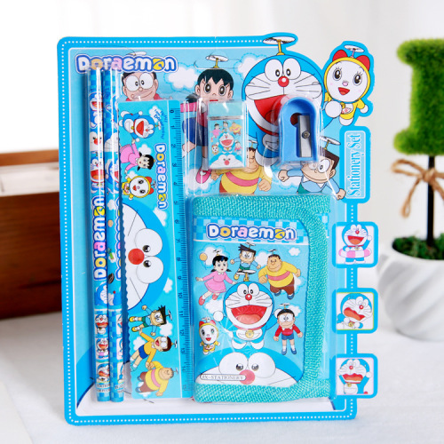 hot sale primary school gifts children gifts school supplies stationery set 5-piece foreign trade cartoon stationery set