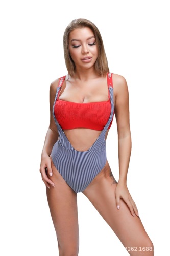 new one-piece swimsuit european and american foreign trade sports bikini tube top striped red printed elastic strap sticking diamond