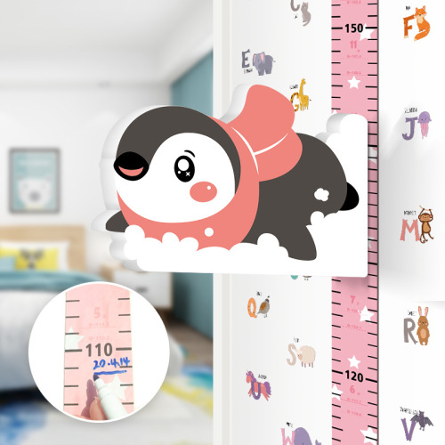 3D New Three-Dimensional Wall Stickers cartoon Fun Height Ruler Magnetic Children Baby Height Measurement Wall Sticker Removable Decorative Sticker 