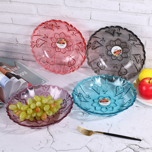 embossed transparent household fruit snack storage fruit plate multi-color optional