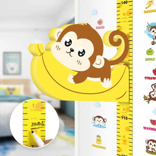 3d cartoon height stickers baby measuring height ruler cute animal children‘s room kindergarten monkey wall stickers