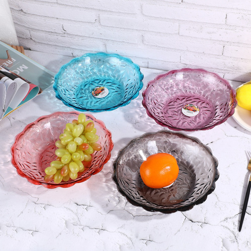 Carved Creative Wave Lace Decoration Thickened Fruit Snack Storage Transparent Fruit Plate in Stock 